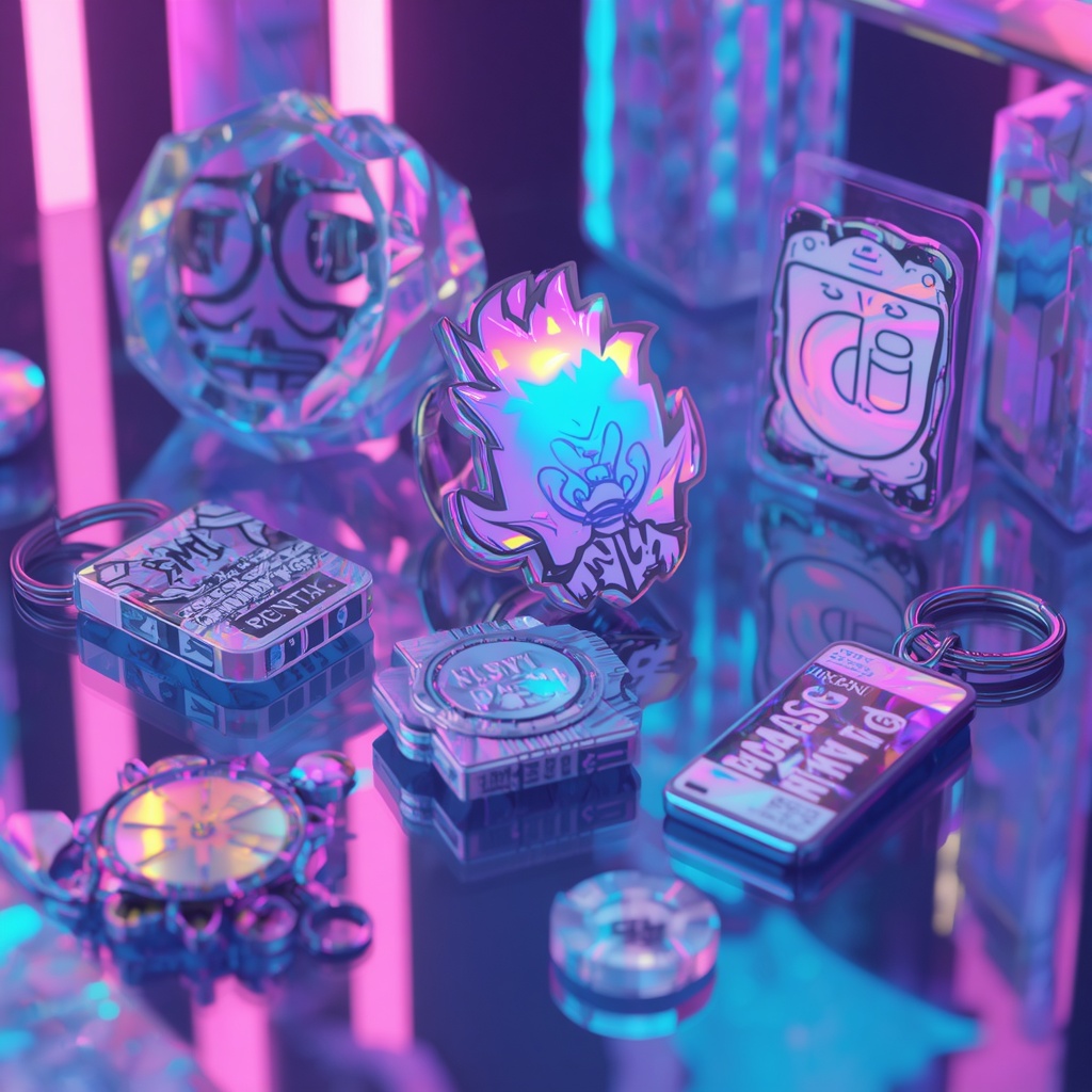 Desain Merchandise Holographic: Stiker Aksesori Visual Futuristik!